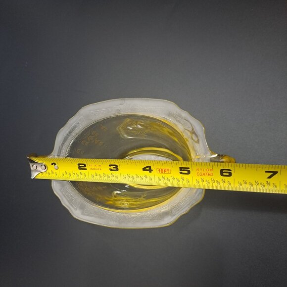 Anchor Hocking Princess Yellow Glass Sugar Bowl Embossed Design Vintage NO LID - Picture 10 of 16